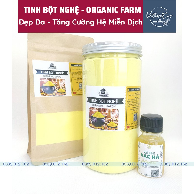 Tinh Bột Nghệ Nguyên Chất Organic Farm [Tặng Mật Ong Bạc Hà - Đồng Văn]