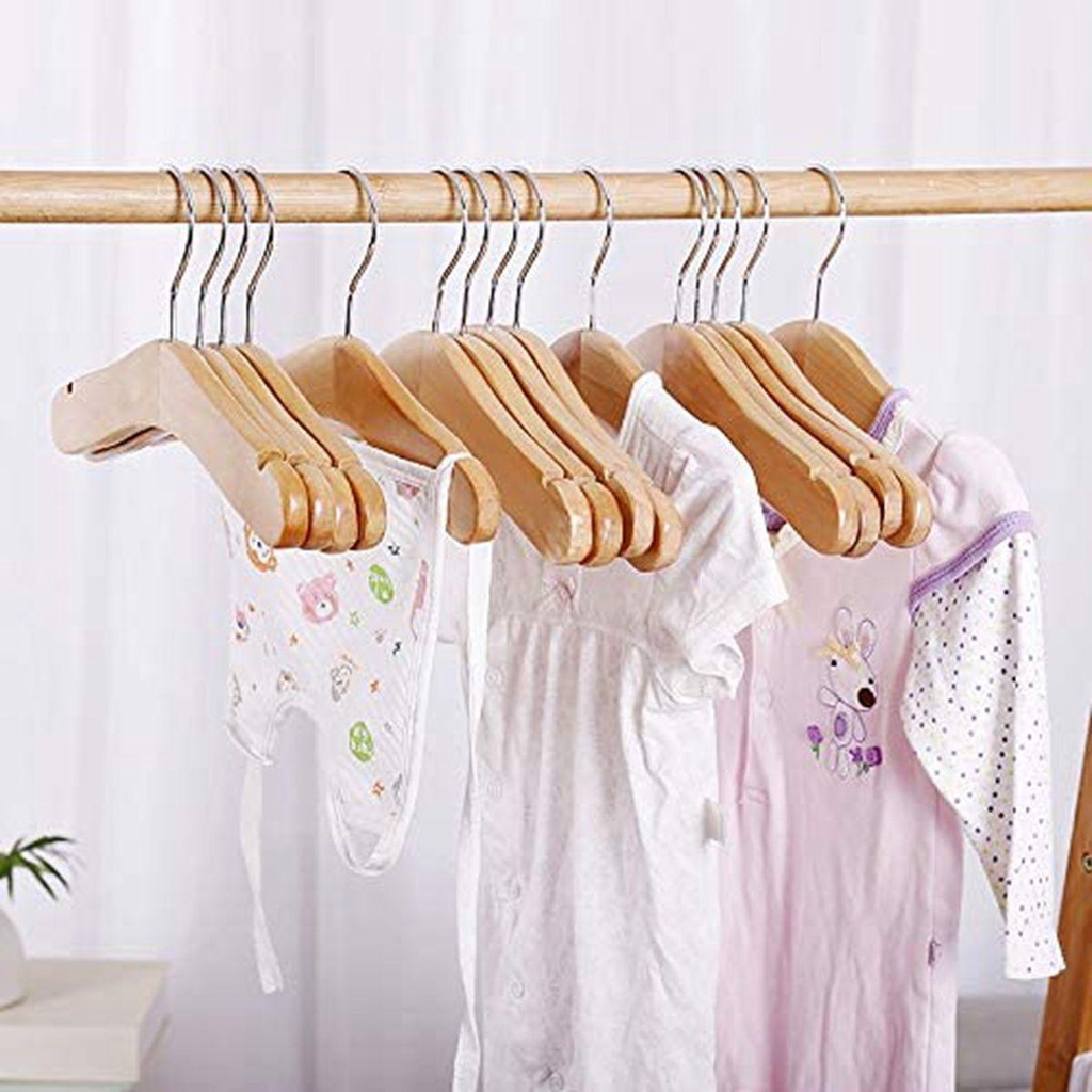 Móc Treo Quần Áo Bằng Gỗ Tự Nhiên Chống Trượt Tiện Dụng