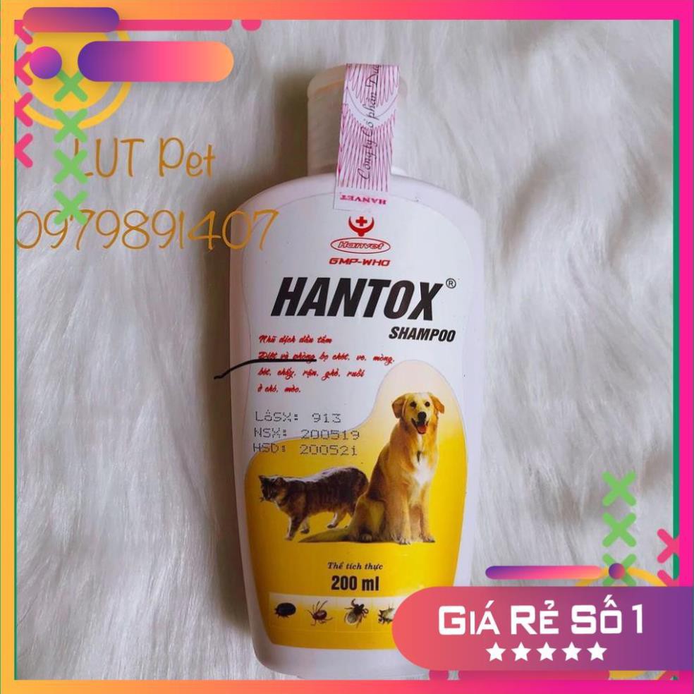 HÀNG CÓ SẴN SLL2 Sữa tắm hantox shampoo diệt ve rận bọ chét ghẻ chó mèo - dầu tắm diệt khuẩn ngoài da mèo cún con