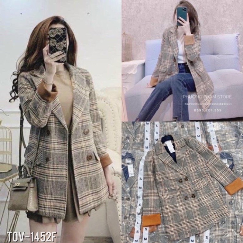🔥🔥FREESHIP❄️ÁO KHOÁC DẠ KẺ NÂU. 2 LỚP HÀNG ĐẸP CỰC HOTT