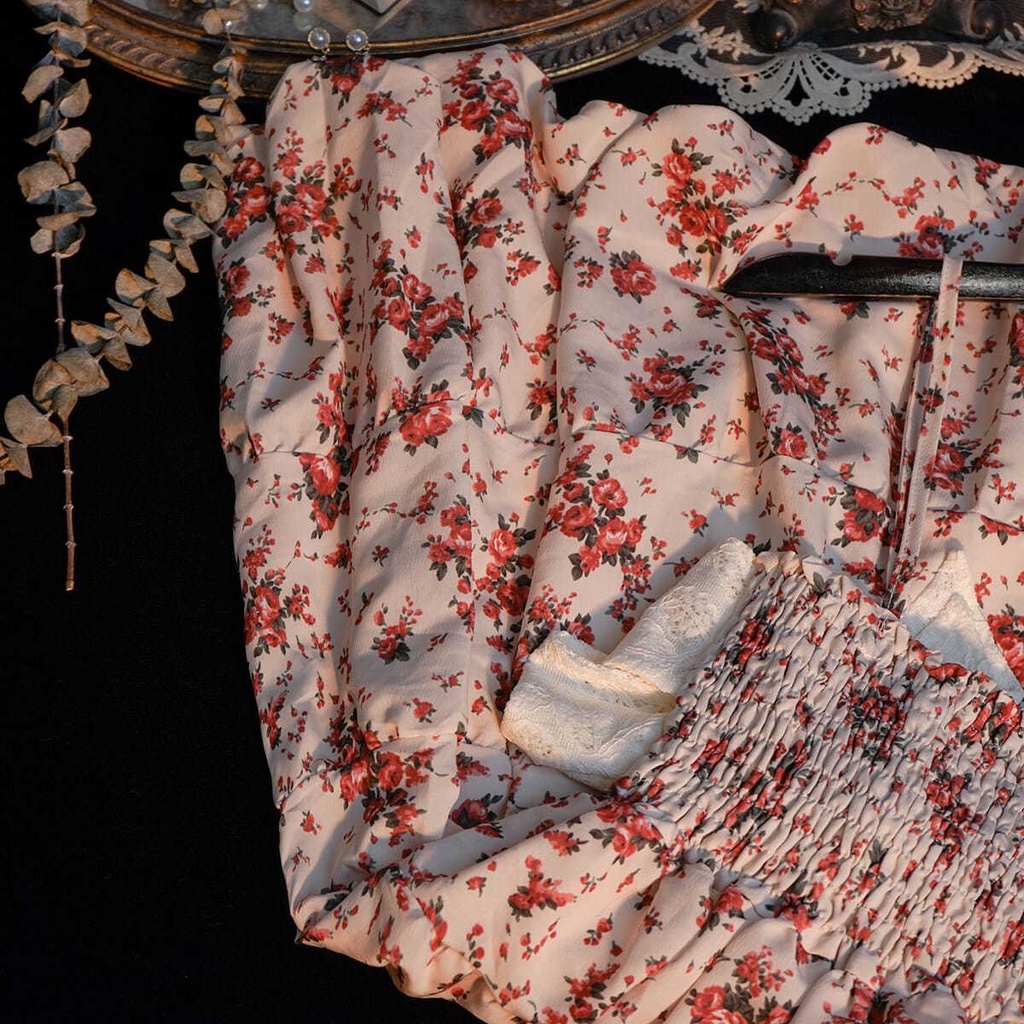 Đầm Hai Dây Họa Tiết Hoa Ngọt Ngào Phong Cách Retro Mùa Hè Cho Nữ