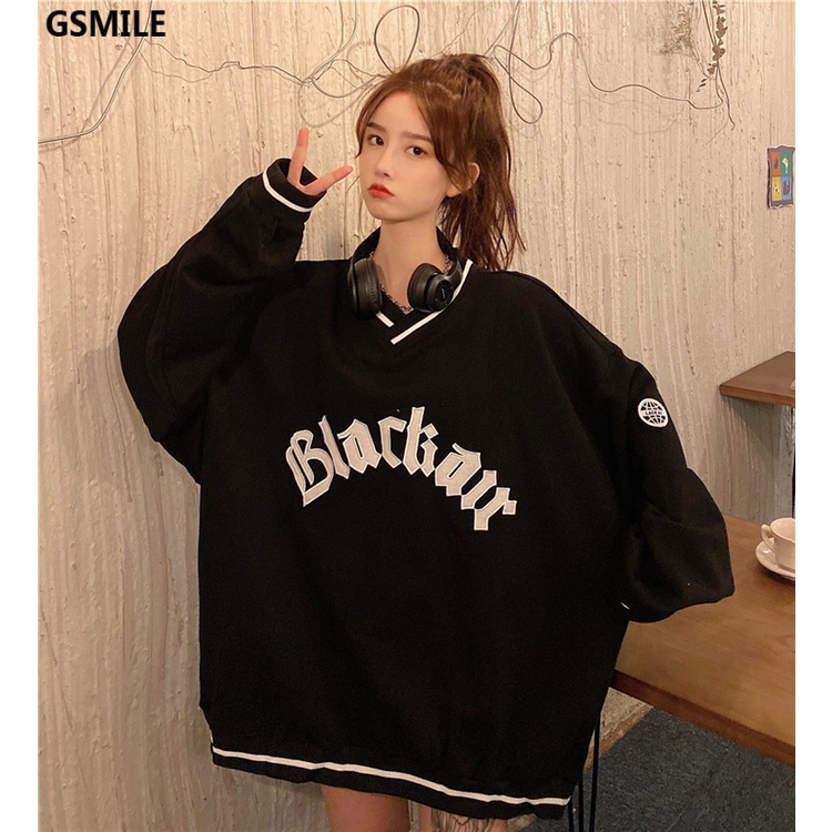 Áo Sweater Thêu Bảng Chữ Cái Blackair Cổ V
