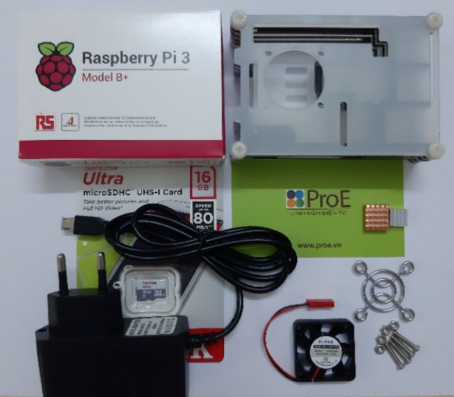 Bộ máy tính Raspberry Pi model B+ và phụ kiện