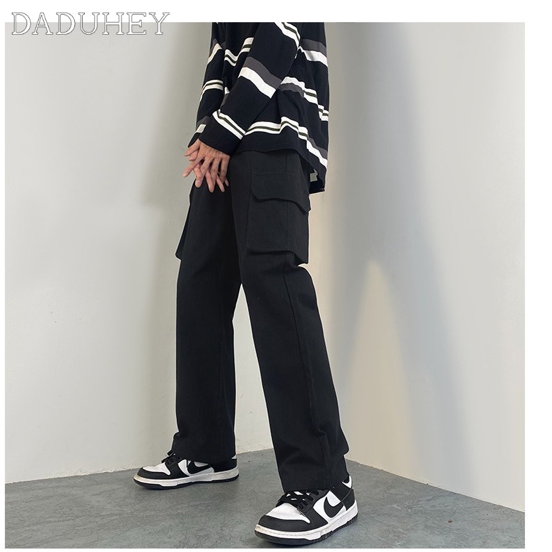 DaDuHey Multi-Pocket Cargo Pants Men's Fashion Brand Ins Hong Kong Style Casual Trousers High Street Mechanical Style Ankle Banded Pants Handsome Men's Pants