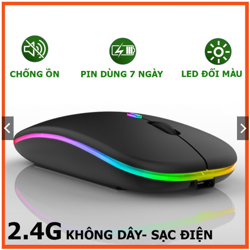 Chuột bluetooth Latope chuột laptop không dây máy tính văn phòng Full Led viền A2