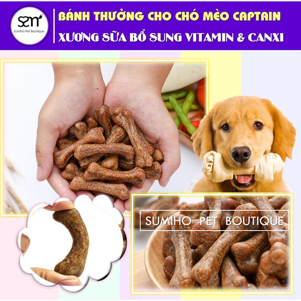 Xương sữa bổ sung canxi cho chó Captain (Túi 300gr/30 cây) bánh thưởng cho chó