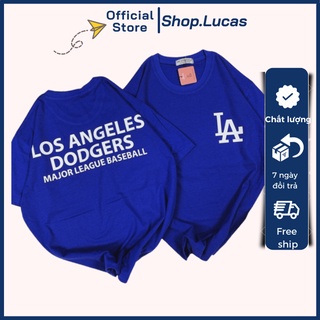 Áo thun xanh dương LA nam nữ Unisex Áo phông vải cotton thoáng mát cổ tròn bigsize XXL 2XL - shop.lucas