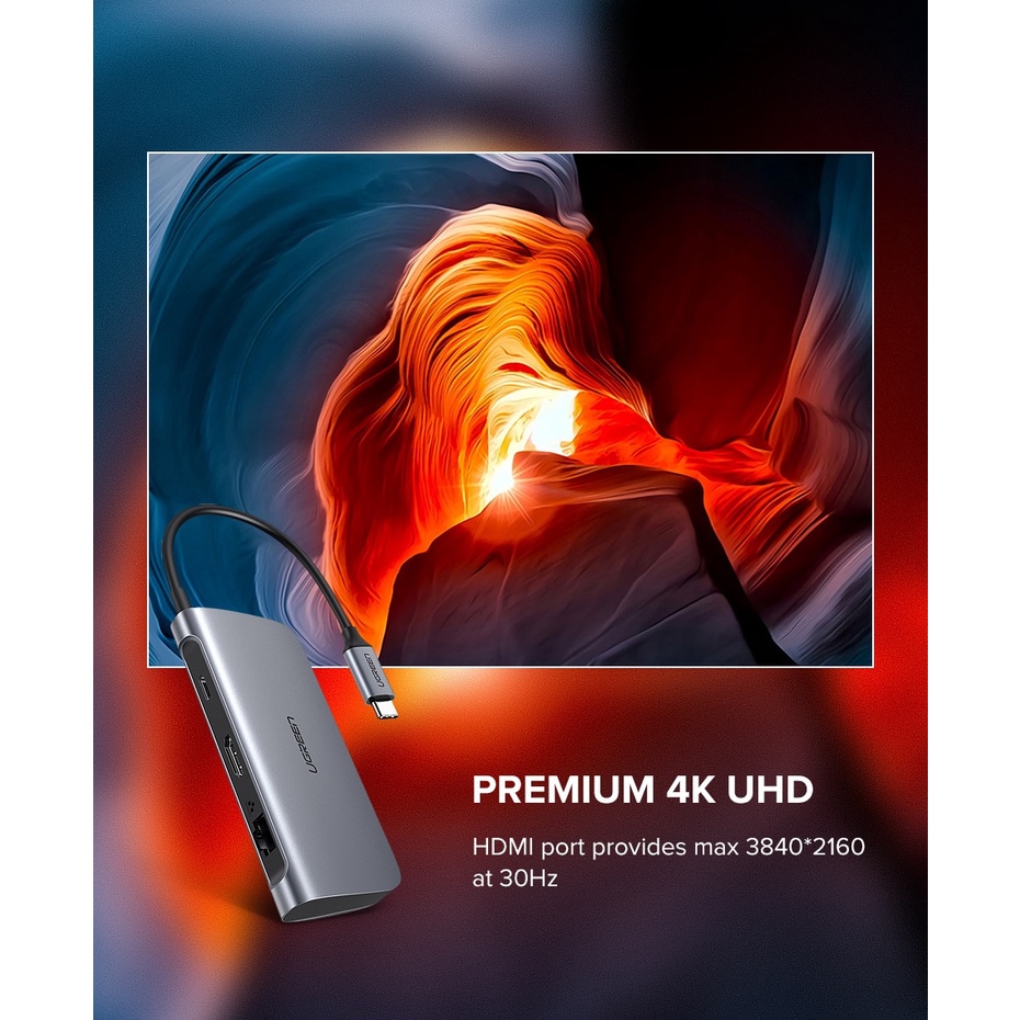 Hub Type C Mở Rộng Ra USB, HDMI, VGA, LAN vv UGreen CM179 - BH 18T Chính Hãng