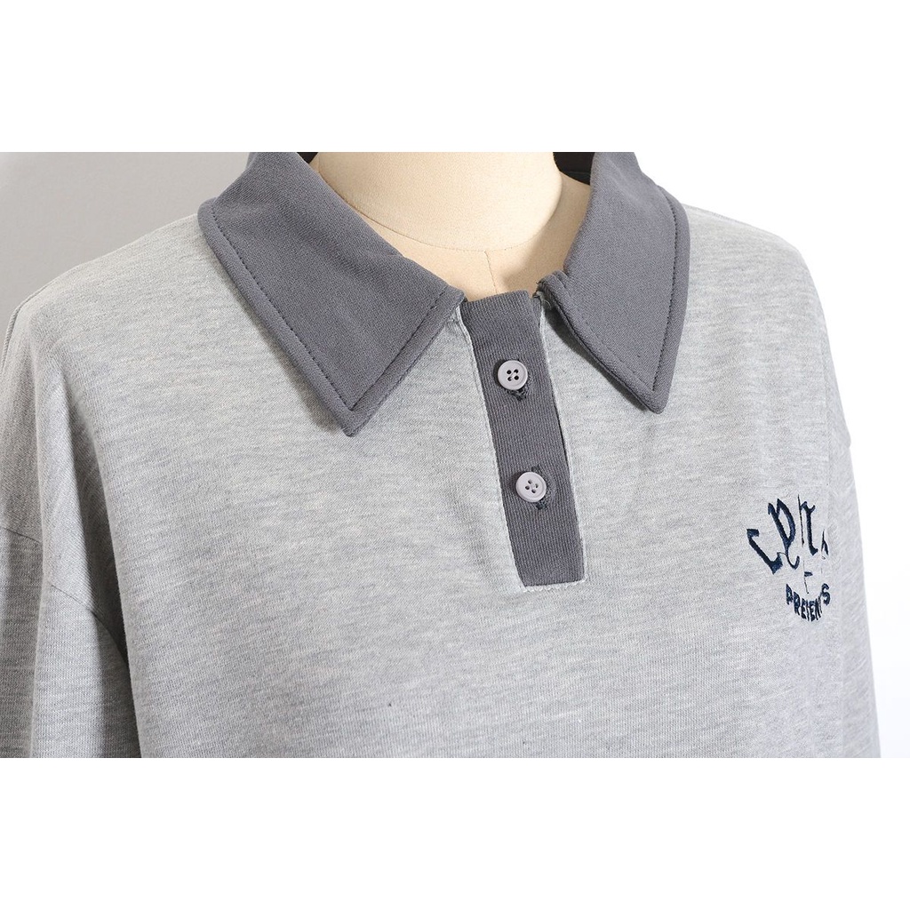 Đầm Thun Polo Plus Size Phong Cách Preppy Thời Trang Mùa Thu Cho Nữ
