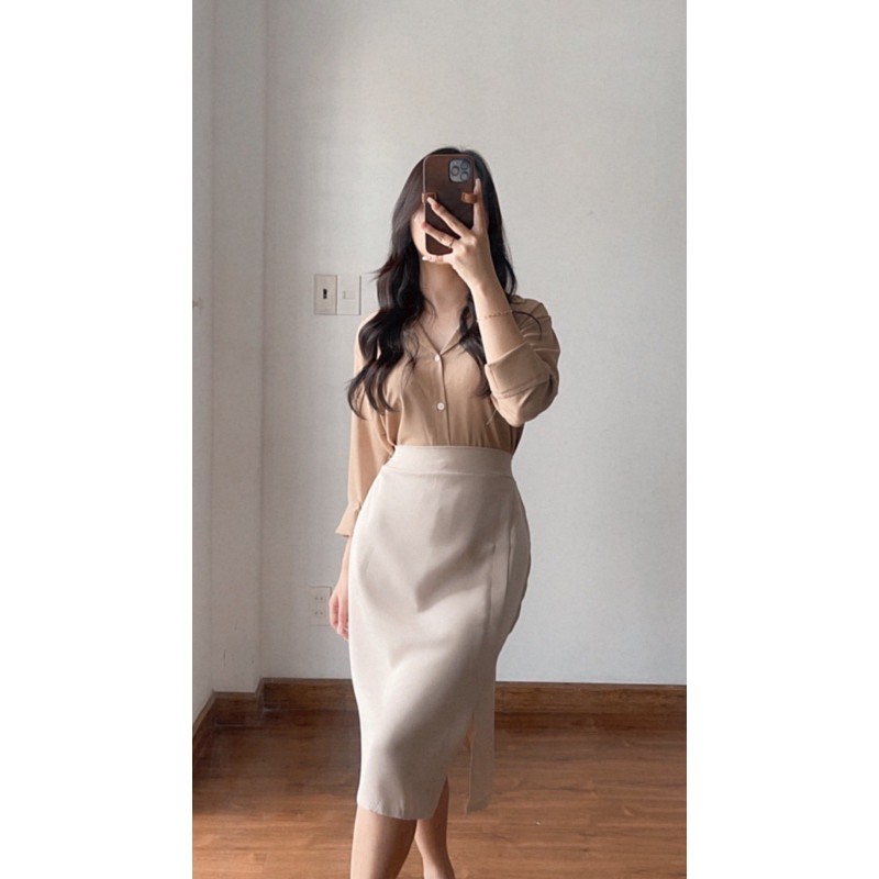 [Mã SKAMA8 giảm 8% đơn 300K] Set áo sơ mi đũi kèm chân váy | BigBuy360 - bigbuy360.vn