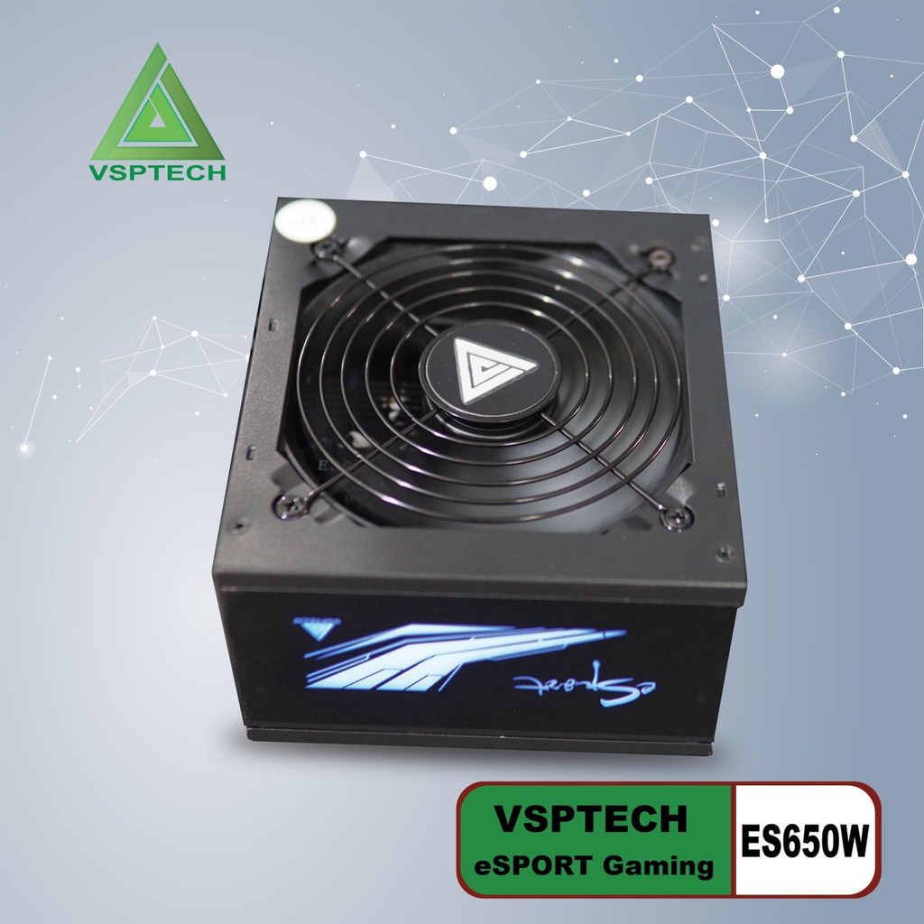 Nguồn VSP ES650W eSPORT Gaming Công Suất Thực(Nguồn 650W Chuẩn 80 Plus Bronze LED RGB SYNC)