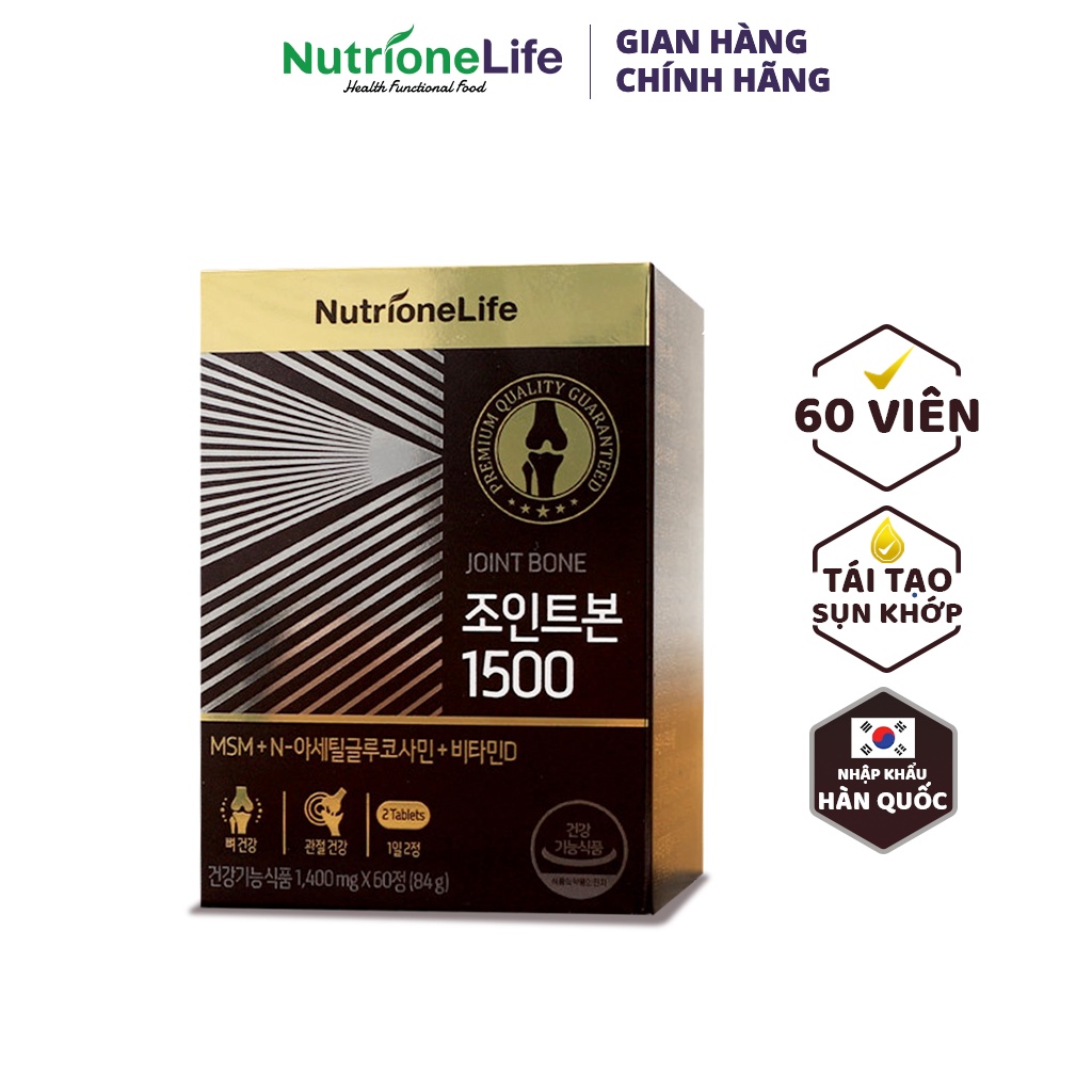 Viên Uống NUTRIONELIFE Joint Bone 1500 Bổ Sung Glucosamine Giảm Đau, Thoái Hóa Khớp, Tăng Cường Dịch Khớp 60 Viên