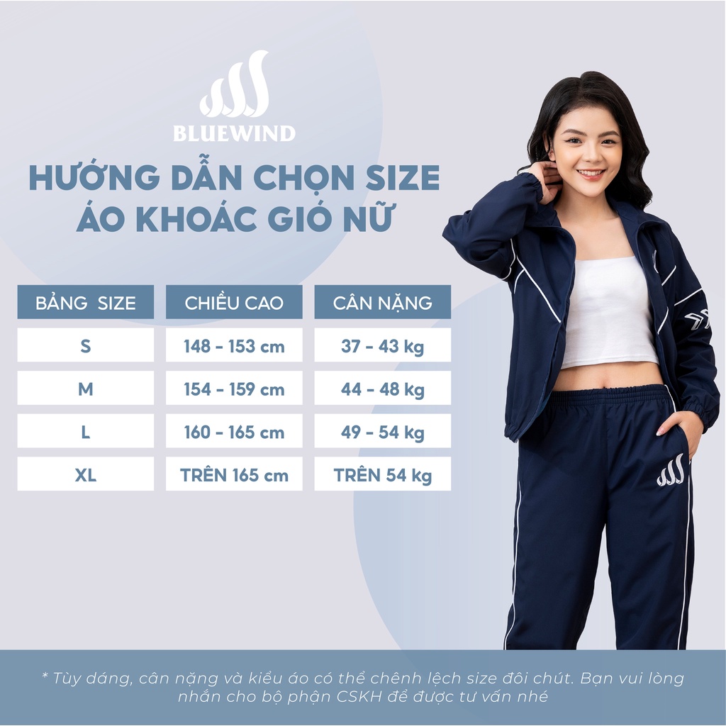 Bộ Quần Áo Nữ Gió BLUEWIND 2 Lớp Gió Cao Cấp, Bộ Thể Thao Nữ Chống Nước Cản Gió Bụi Bẩn B112