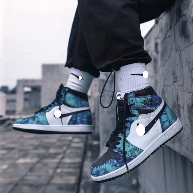 Giày Thể Thao Jordan 1 tie dye cổ cao, thấp - Giày Sneaker jd1 Xanh Nước Biển Bản Chuẩn Full Kiện