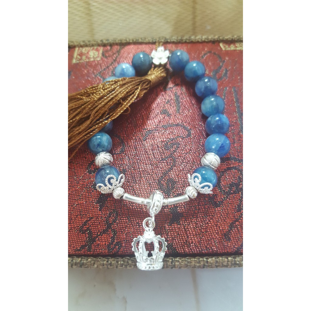 Vòng tay đá Kyanite mix charm Thái 925