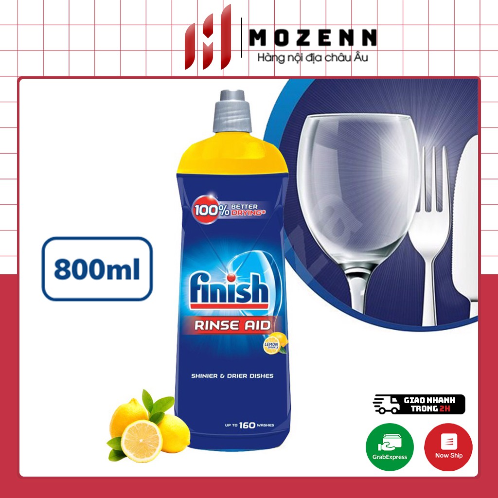 Nước làm bóng chén bát Finish 800ml hương chanh - nước trợ xả chính hãng cao cấp