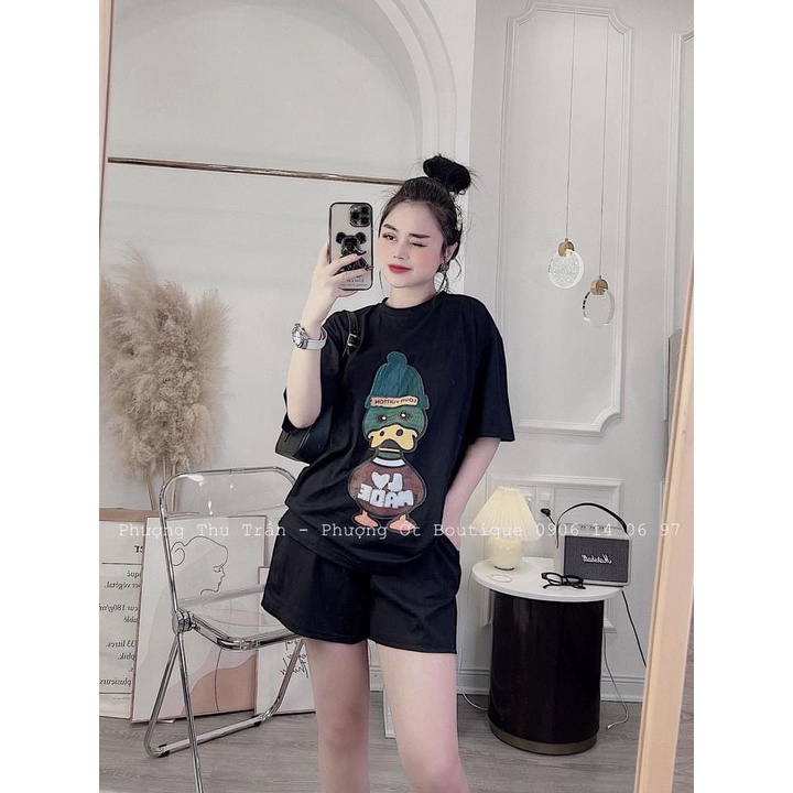 Áo Thun Nam Nữ Unisex Áo Phông vải cotton thoáng mát cổ tròn bigsize XXL 2XL in hình Vịt đội mũ len Xanh LV - shop.lucas