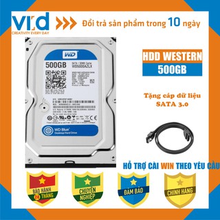 Ổ cứng HDD 500GB Western Blue SATA - Tặng cáp sata 3.0 Hàng tháo máy đồng bộ nhập khẩu mới 98% BH 24T