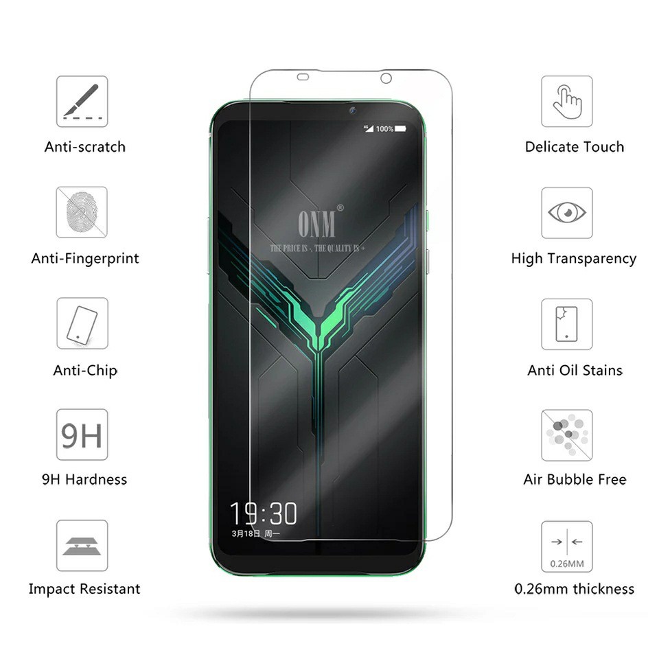 Cường lực Black Shark 2 / 2 Pro / Shark 3 /  Shark 4 / 4s / 4 Pro / Shark 5 / 5 Pro trong suốt loại tốt ( tặng keo mép )