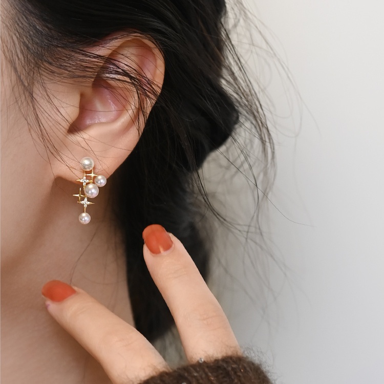 Bông Tai Ngôi Sao Năm Cánh Đính Đá Lấp Lánh Phong Cách Hàn Quốc