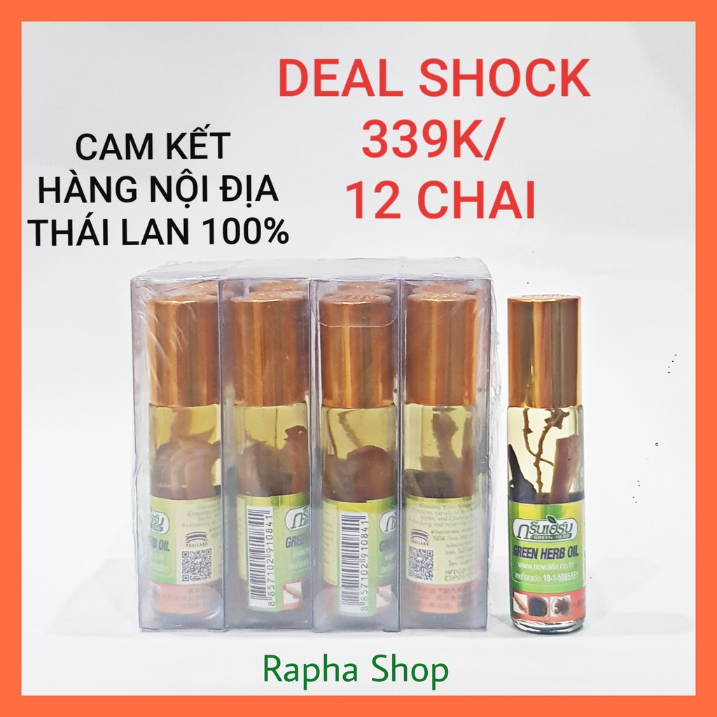 Combo 12 Chai Dầu Sâm Thái Lan Hàng Nội Địa Chính Hãng Bao Đổi Trả Gingseng Green Herb Oil