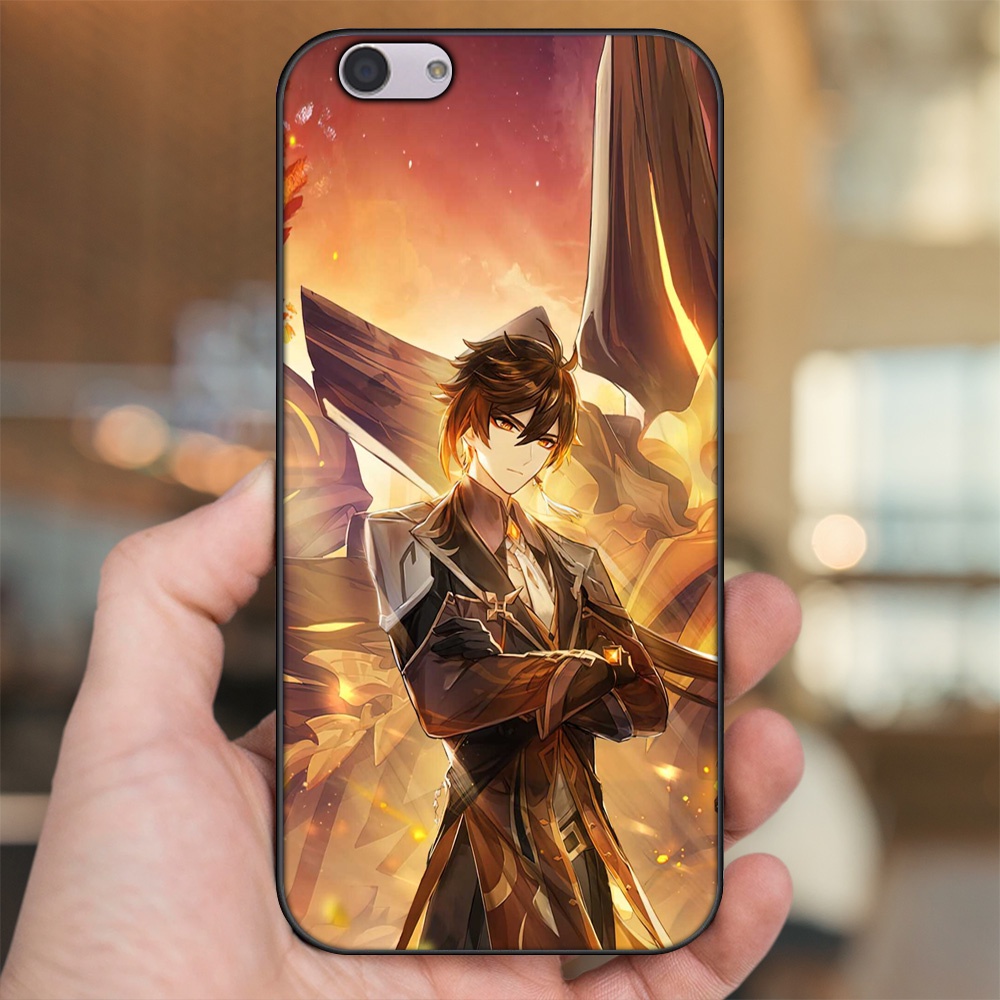 Ốp lưng Oppo F1s, F3, F3 Plus viền đen in hình Zhongli Genshin Impact