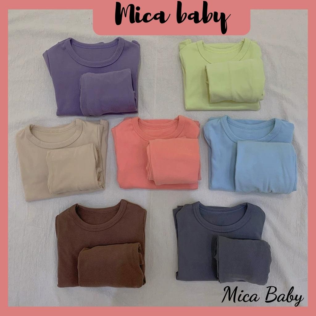 Bộ quần áo cotton nỉ giữ nhiệt màu trơn cho bé Mica baby QA14