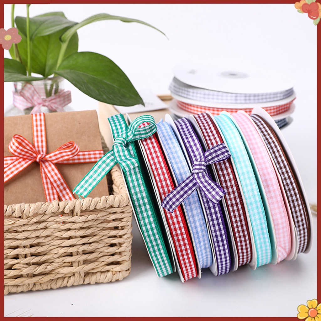 Cuộn dây ruy băng kẻ sọc caro trang trí hộp quà DIY