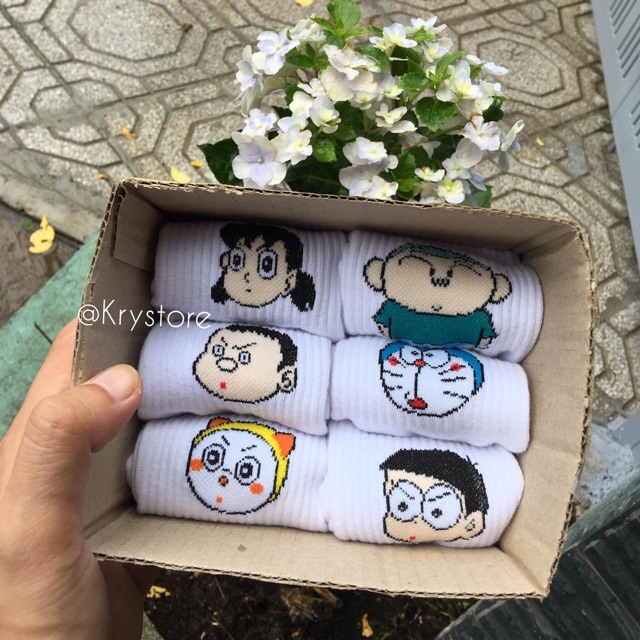 Set tất 5 đôi Doremon cute chất cotton nam nữ Krystore ST01