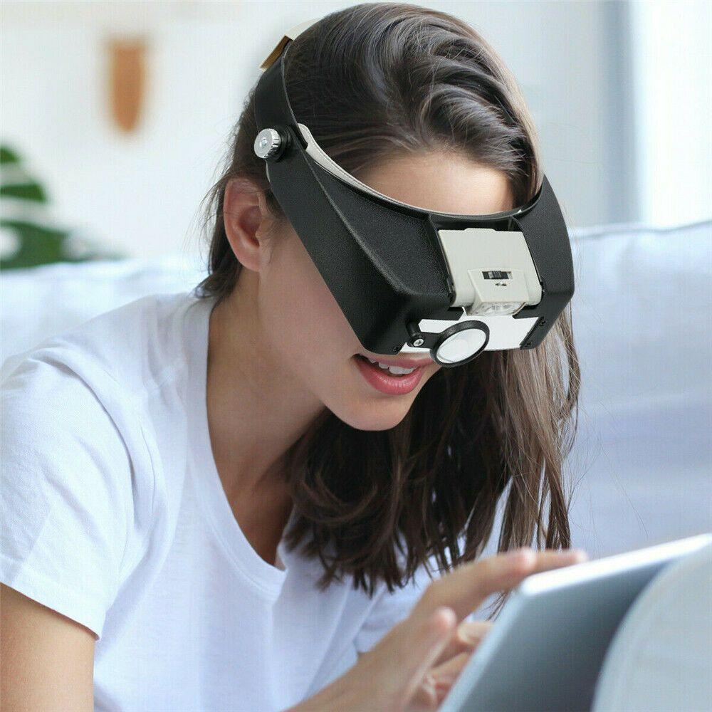 Fka Băng Đô Đội Đầu Có Đèn LED Kính Lúp Để Sửa Chữa Trang Sức