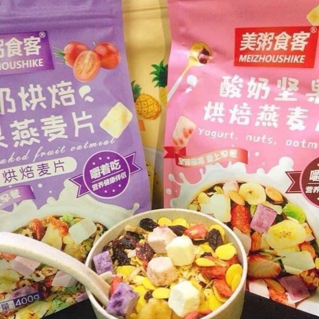 Ngũ cốc sữa chua mix hạt, hoa quả YOGURT FRUIT OATMEAL gói 400g - Đài Loan