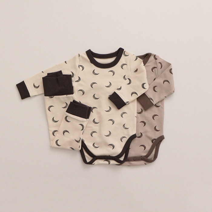 Bộ Áo Liền Quần Bằng Cotton Nguyên Chất In Họa Tiết Dễ Thương Bảo Vệ Bụng Cho Bé