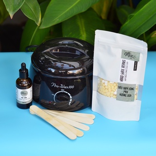 Nồi nấu sáp + 50ml mỡ trăn + 100g sáp siêu bám lông mix sữa dừa  - (Sáp wax siêu bám lông)