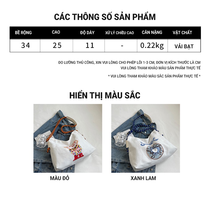 Hàng Trăm Và Một Túi tote Đeo Vai Bằng Vải canvas Kích Thước Lớn Thêu Trang Trí Mới 2022 NB00196