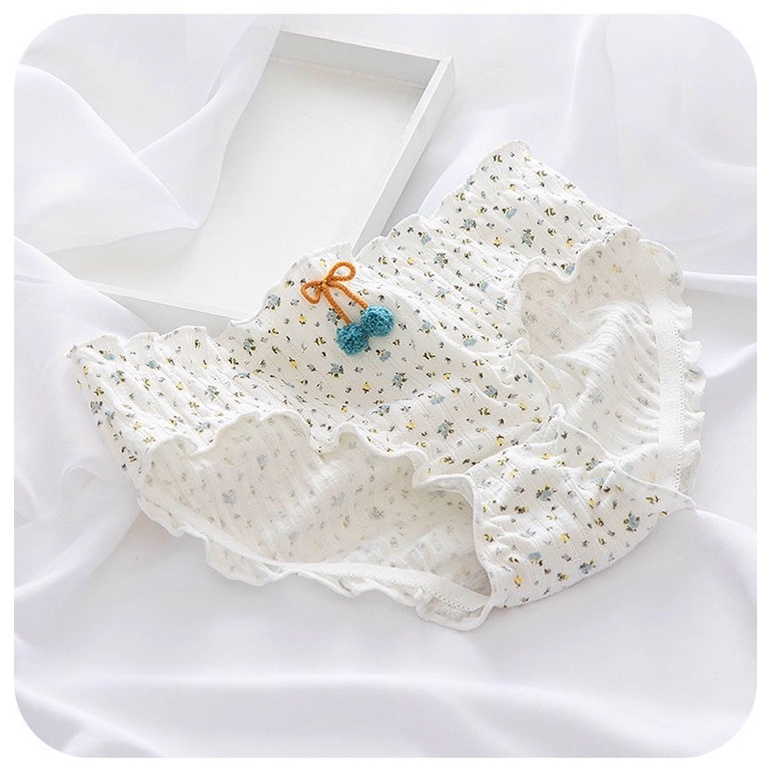 Quần lót cotton thông hơi cao cấp bánh bèo dễ thương hoa nhí