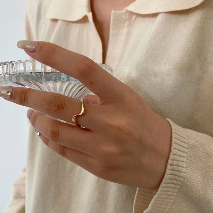 Fashion wave shape pure copper ring