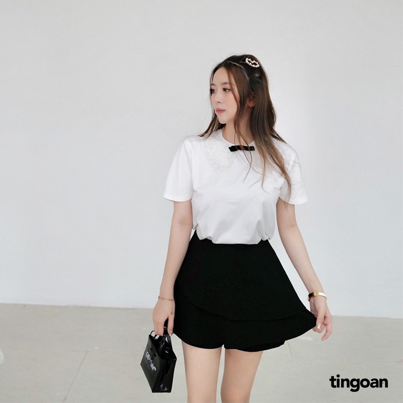 Quần váy cạp cao bèo 2 tầng chống nhăn đen tầng tingoan HAZE SKORT/BL