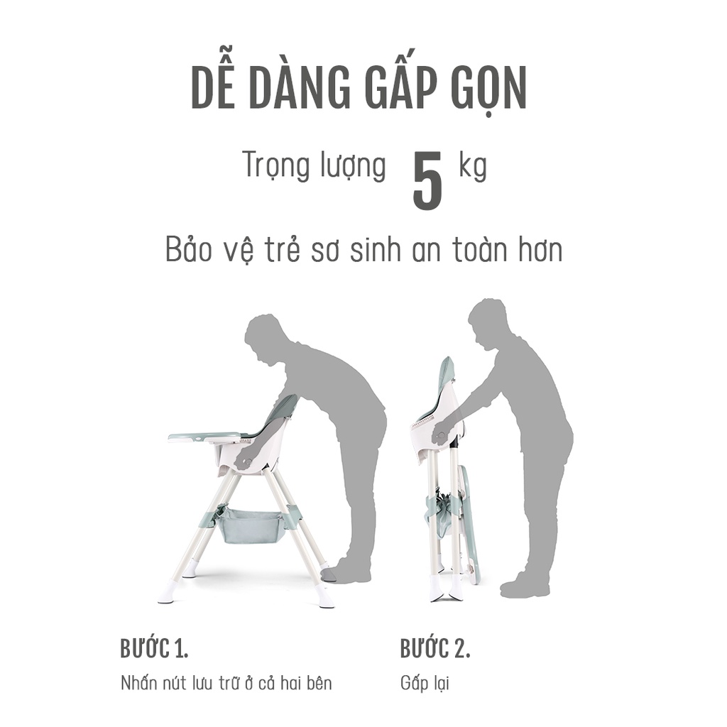 Ghế Ăn Dặm BellyBaby BB105 Có Bánh Xe Siêu Tiện Lợi - Nhập Khẩu Chính Hãng Dành Cho Bé - BellyBaby