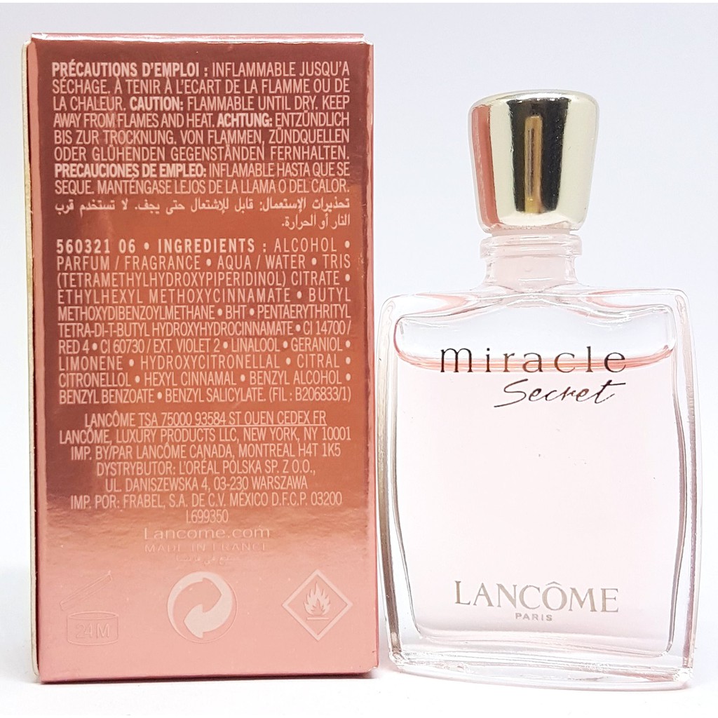 Nước hoa nữ mini MIRACLE SECRET LANCÔME PARIS L’Eau de Parfum chai 5 ml chính hãng