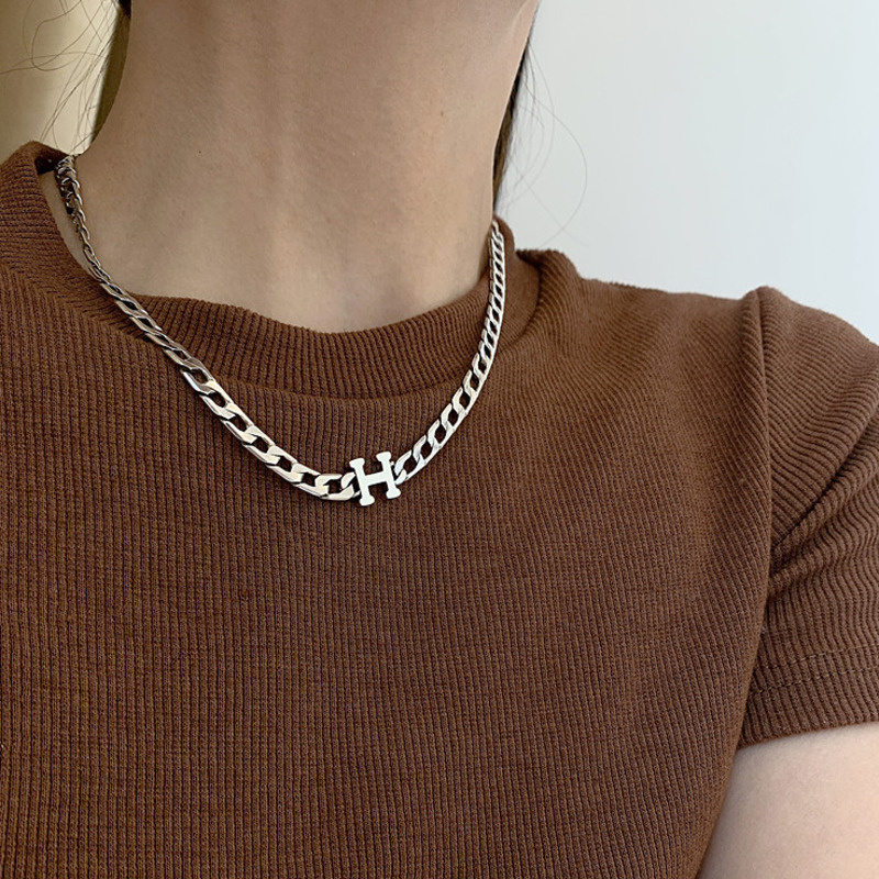 vòng cổ Mặt Chữ H Đơn Giản Phong Cách Âu Mỹ