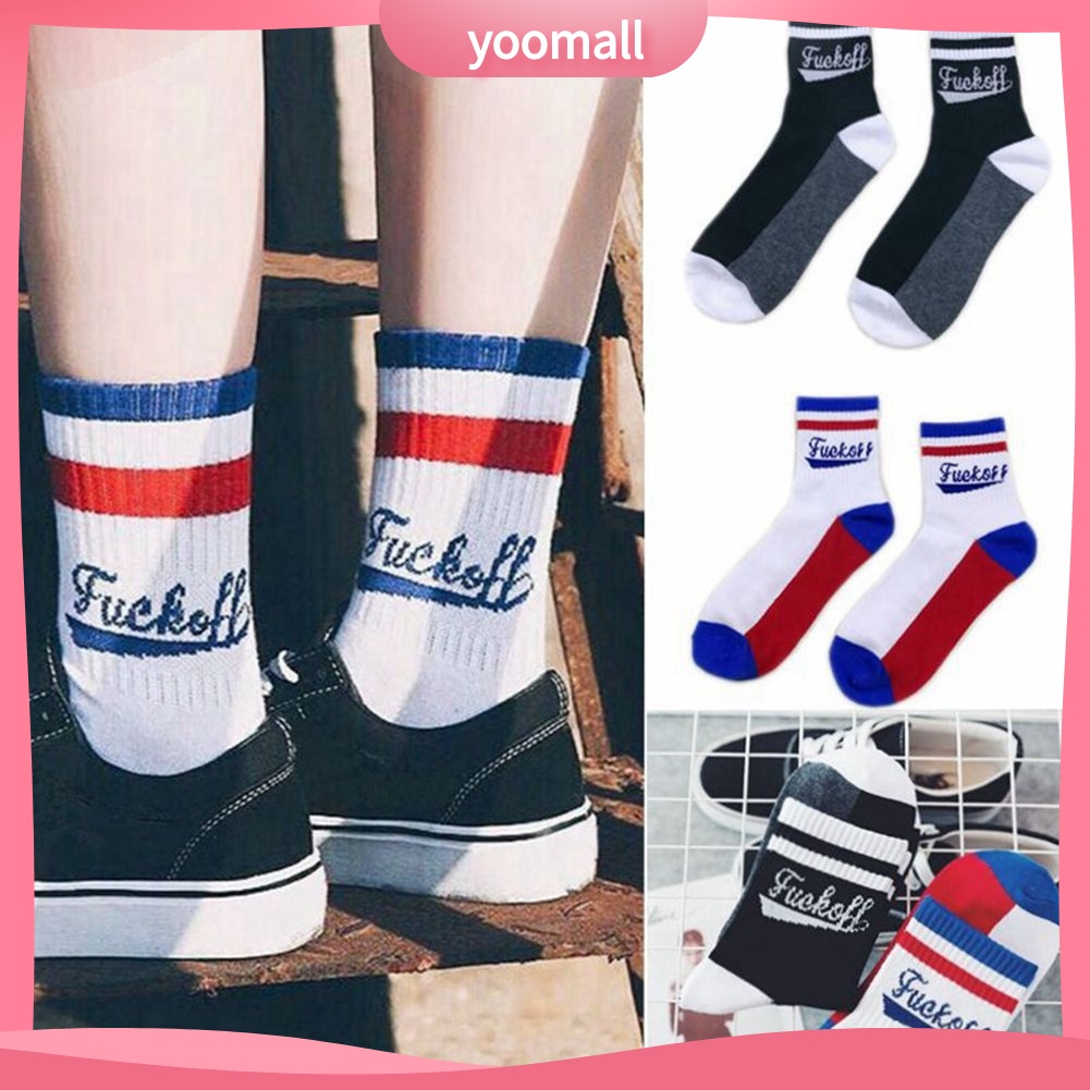 Vớ cotton họa tiết sọc ngang đơn giản tiện dụng dành cho cả nam và nữ