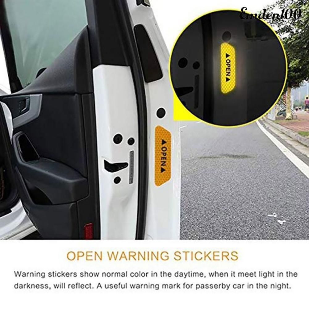 Bộ 4 Miếng Dán Phản Quang Cảnh Báo Mở Cửa Xe Ô Tô