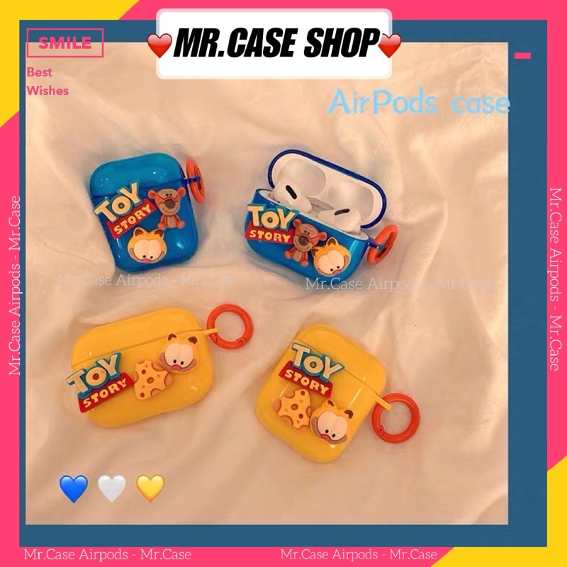 Case Airpods 1/2 /Pro Vỏ Ốp Tai Nghe Nhựa Dẻo Hoạt Hình Màu Xanh  - Mr.Case AirPods