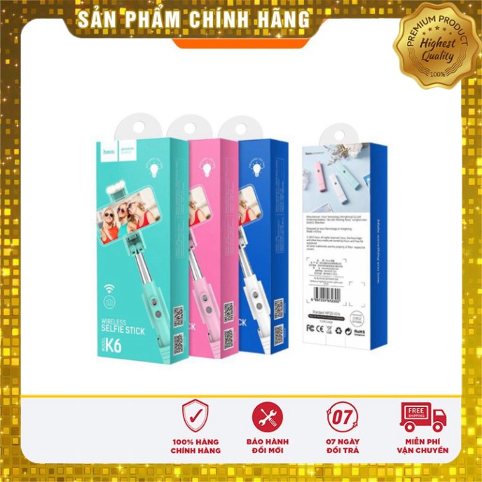 Gậy chụp ảnh không dây HOCO K6 bluetooth V3.0 Selfie Dành cho điện thoại iPhone iP Xiaomi Huawei Samsung Oppo Realme