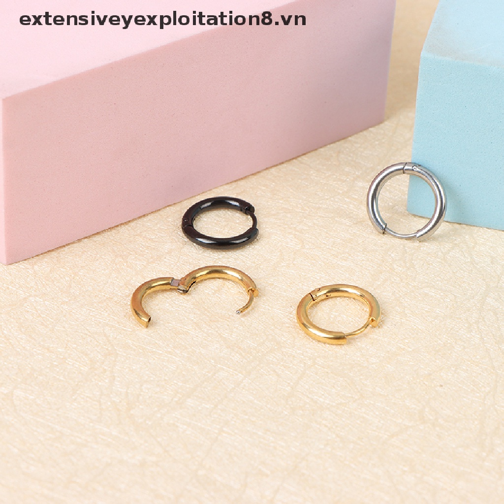 Set 5 Khuyên Tai Tròn Bằng Thép Không Gỉ Cho Nữ