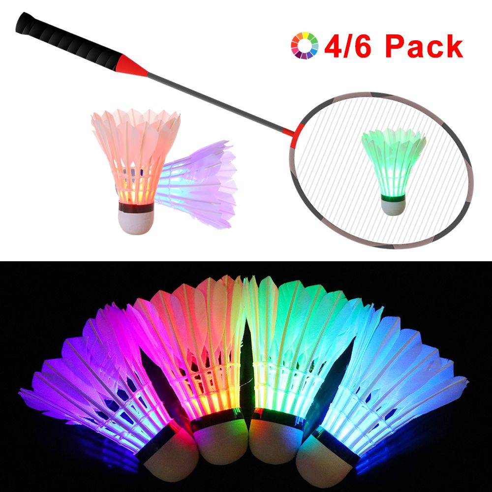 Set 4/ 6 cầu lông có đèn LED nhiều màu sắc phát sáng trong tối