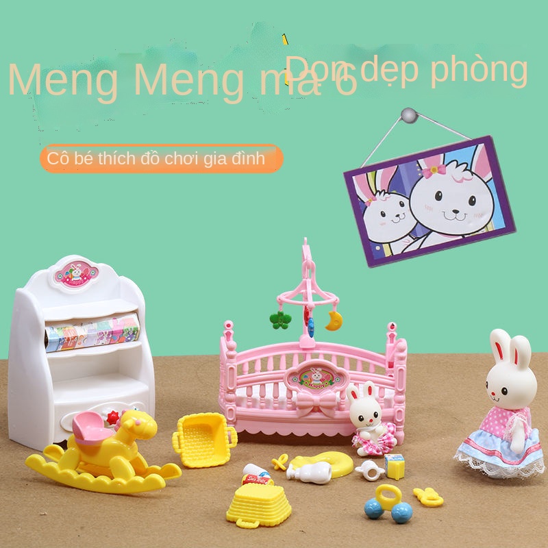 ⊕Chơi nhà trẻ em phòng ngủ đồ chơi bộ quà tặng mô phỏng cảnh phòng tắm cô gái nhà búp bê