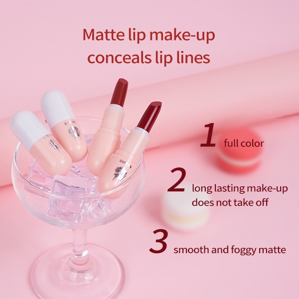 Son môi trang điểm EARTHA chống thấm nước thiết kế hình viên nén đáng yêu tiện lợi