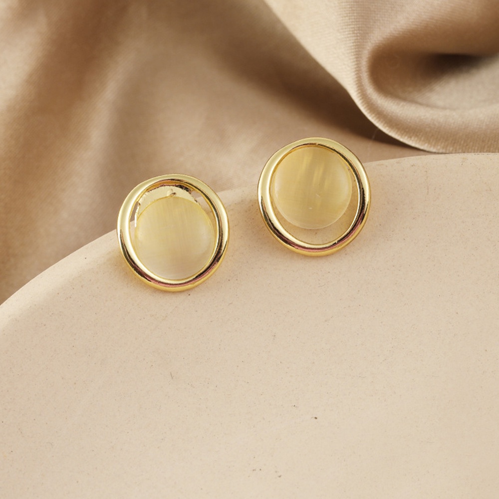 Đôi Khuyên Tai Đính Đá Mắt Mèo Thời Trang Thanh Lịch Cho Nữ