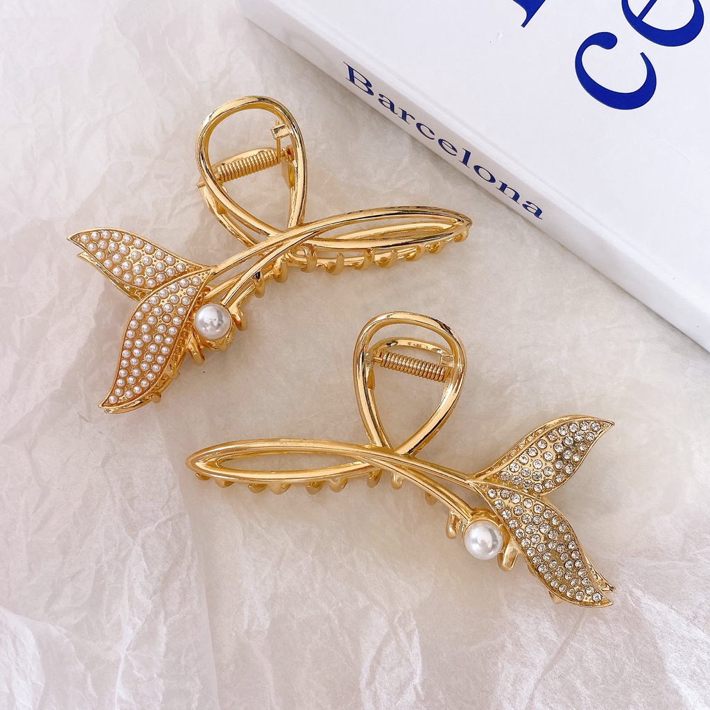 Kẹp Tóc Đuôi Cá Đính Ngọc Trai Giả Kích Thước Lớn Thời Trang Mùa Hè Mới 2022